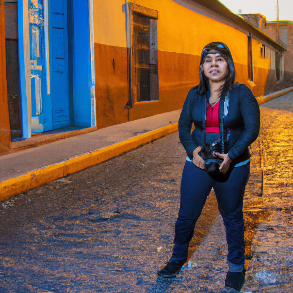 Retrato de docente reportera gráfica en Arequipa con equipo mínimo